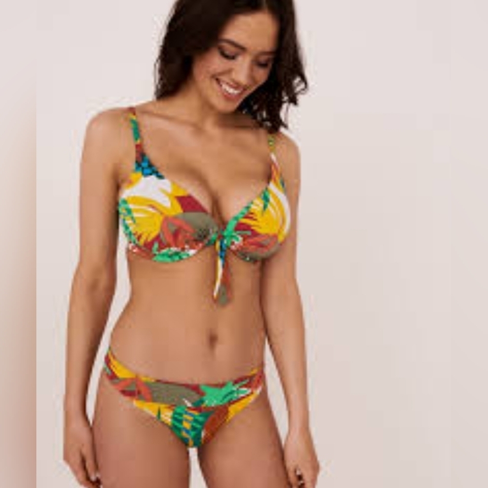 La Vie En Rose Tropical Leaf Print Bikini Swimsuit Size XXL